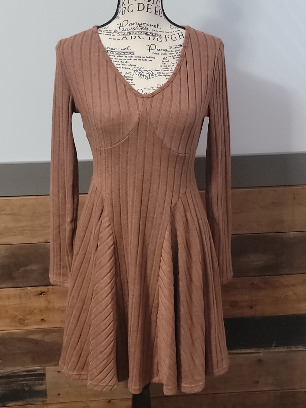 HALARA Long-Sleeve Ribbed Fit & Flare Dress